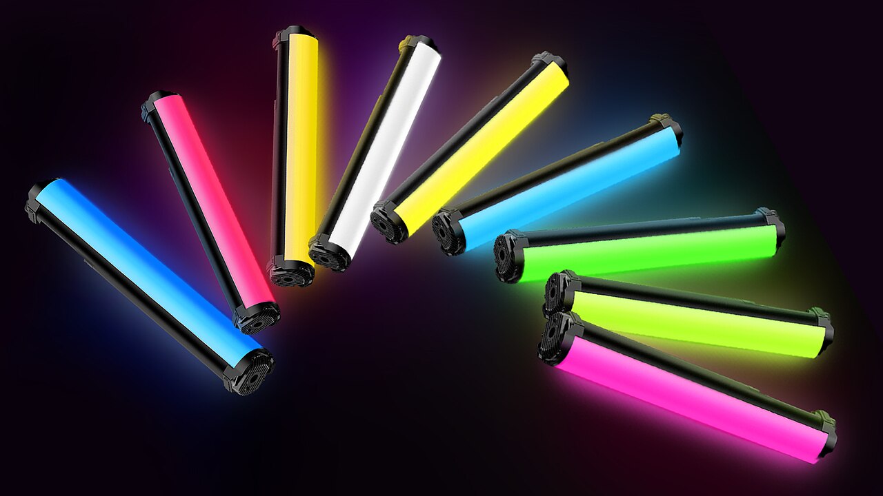 Tubos de luz LED Yongnuo encendidos en varios colores